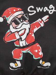 SHEIN Baby Boy Christmas Printed Color Block Sweatshirt & Jogger Pants Set