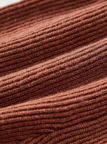 SHEIN 男嬰補丁貼設計針織長褲 - 棕色 - 查看 3