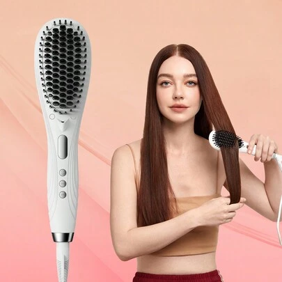 Lược duỗi tóc điện, bàn chải duỗi tóc ion giảm xơ rối, 16 mức nhiệt độ, dụng cụ chăm sóc tóc cho phụ nữ và bé gái khi đi du lịch và sử dụng tại salon, giúp tóc suôn mượt, dụng cụ làm đẹp và chăm sóc cá nhân - Phích cắm US