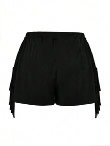 Calvaya Hơn Chất rắn Sọc Bên Quần short - màu đen - Xem 2