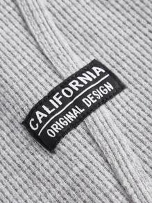 SHEIN EZwear 字母補丁細節拉鏈開襟短夾克 - 灰色 - 查看 3