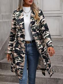 SHEIN LUNE 女士風衣外套 - 軍綠色 - 查看 7