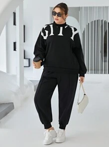 SHEIN Essnce 大碼兩件套裝 - 黑色 - 查看 3