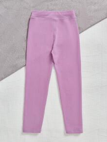 SHEIN Cô gái Tween Thêu Chữ Xà cạp - Màu tím - Xem 2