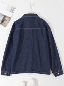 DAZY 男士落肩袖牛仔夾克 - 藏蓝色 - 查看 2