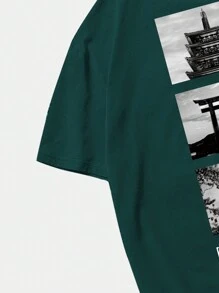 Manfinity Homme Men Slogan Graphic Tee - Dark Green - View 6