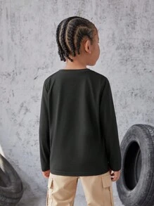 SHEIN Explorewe Young Boy Space Print Tee - Black - View 2