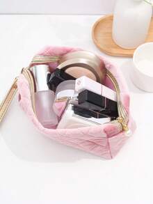 Túi đựng mỹ phẩm màu hồng dung tích lớn - Hồng - Xem 2