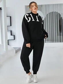 SHEIN Essnce 大碼兩件套裝 - 黑色 - 查看 5