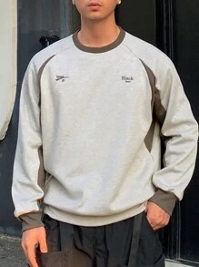 DAZY Homme Sweat-shirt À Lettres À Bordure Contrastante Manches Raglan