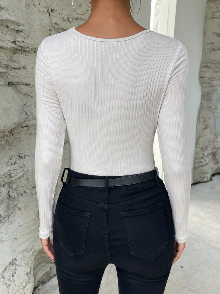 Cut Out Ribbed Knit Bodysuit
