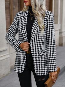 Chiquease Áo choàng có cổ in Allover - Đen và trắng - Xem 1