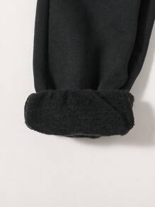 SHEIN Tween Boy Letter Graphic Elastic Waist Sweatpants - Black - View 6