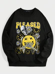 Studio Chunk 男士字母&骷髅頭圖案套頭衫 - 黑色 - 查看 1