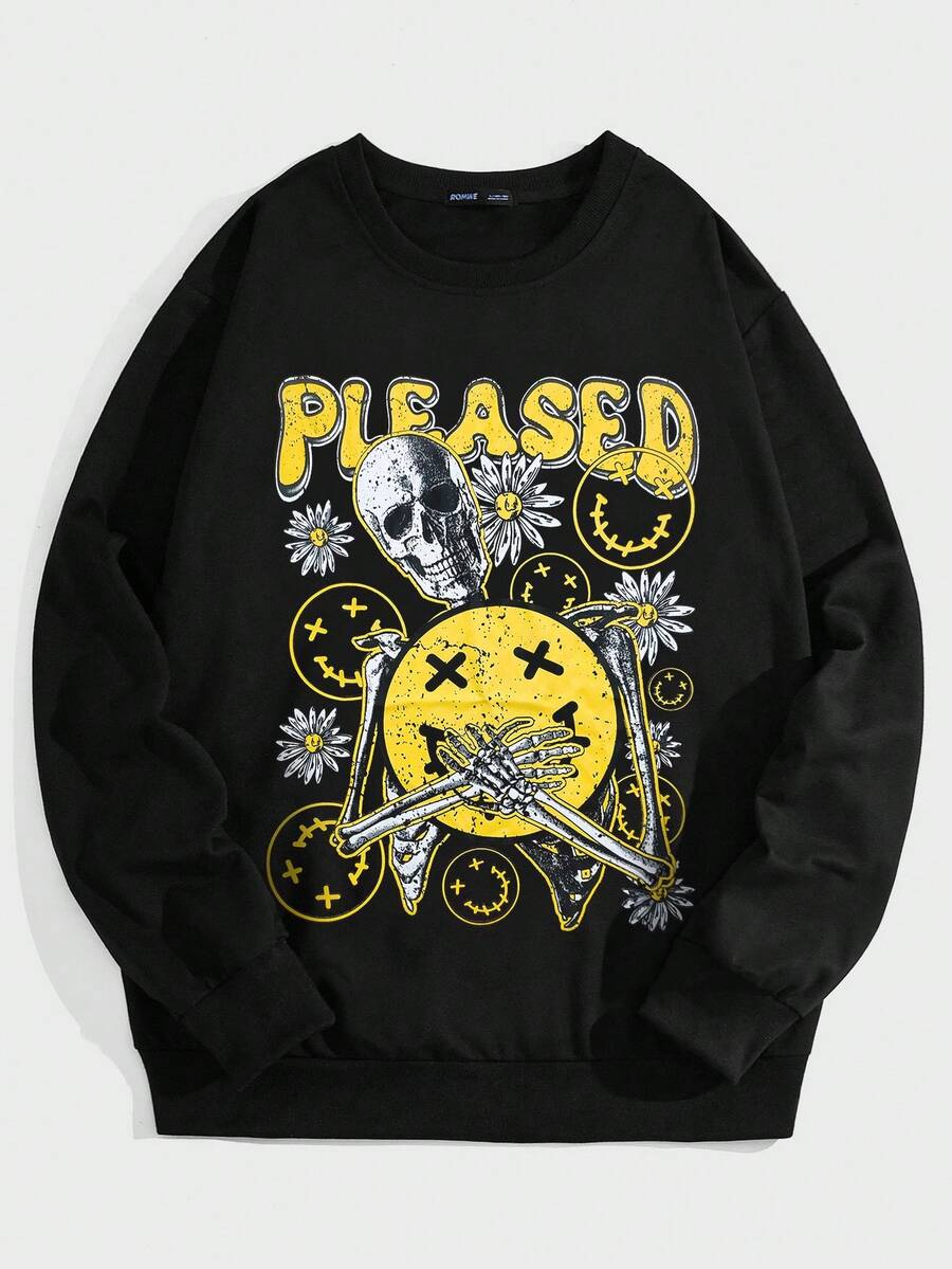 Studio Chunk 男士字母&骷髅頭圖案套頭衫 - 黑色 - 查看 1