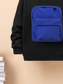 SHEIN Tween Boy Bag Spate Hanorac Fără Cămașă