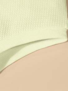 Baby Girls Letter Graphic Ribbed Knit Bodysuit - Apricot - View 4