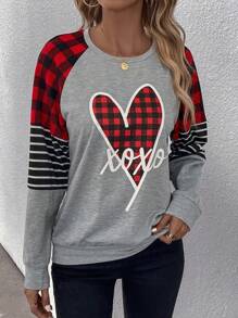 EMERY ROSE Heart & Letter Graphic Raglan Sleeve Sweatshirt - Multicolor - View 1