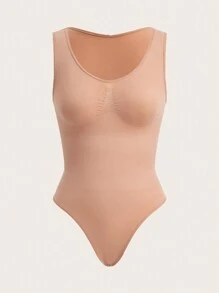 SHAPORA Chất rắn Bodysuit định hình - Màu be - Xem 3