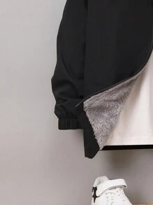 SHEIN Tween Boy Letter Graphic Hooded Coat