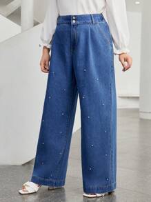 Mulvari Plus Wide Leg Jeans - Medium Wash - View 5