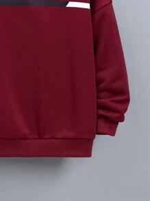 SHEIN Leap Crew Tween Boy Letter Graphic Drop Shoulder Sweatshirt,In Fall/Winter - Burgundy - View 5