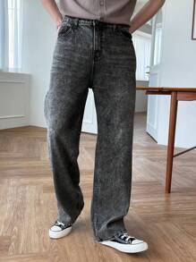 DAZY Hombres Jeans de pierna recta con bolsillo oblicuo
