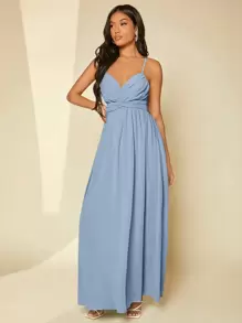 SHEIN Belle Solid Crisscross Front Cami Bridesmaid Dress