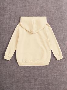 SHEIN 年轻女孩星球标语图案卫衣 - 杏色 - 查看 2