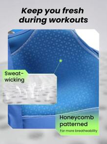 GLOWMODE 高支撑方領拉鍊扣運動胸衣健身運動 - 藍色 - 查看 6