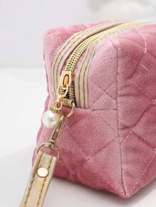 Túi đựng mỹ phẩm màu hồng dung tích lớn - Hồng - Xem 5