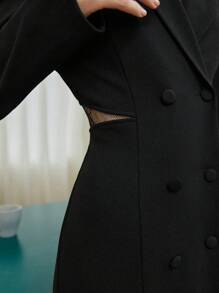 BizChic Double Breasted Lapel Collar Dress - Black - View 10