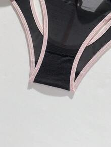 SHEIN Floral Lace Underwire Garter Lingerie Set - Black - View 5