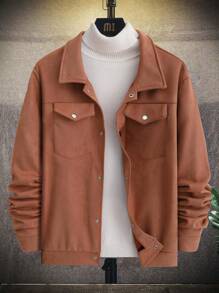 Manfinity Men Flap Pocket Button Up Jacket - Bronze - View 3