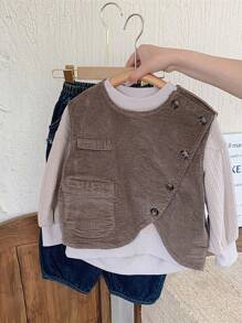 Garota Jovem Botão Frontal Bombazina Colete