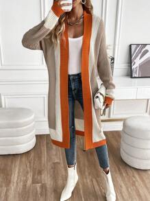 SHEIN Clasi Color Block Casual Design Cardigan - Multicolor - View 5