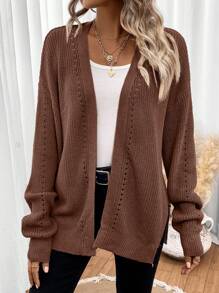 Easowa Drop Shoulder Casual Design Cardigan,Long Sleeve Tops,Knitted Sweater In Fall/Winter