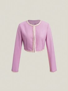 SHEIN Unity Viền tương phản Mùa vụ Áo khoác - Màu tím - Xem 1