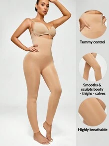SHAPORA de talle alto control de barriga levantamiento de glúteos muslo más delgado Faja Mono - Albaricoque - Ver 1