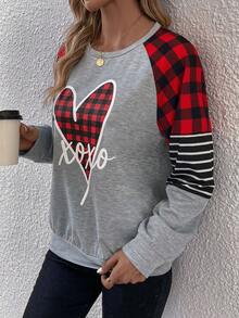EMERY ROSE Heart & Letter Graphic Raglan Sleeve Sweatshirt - Multicolor - View 3
