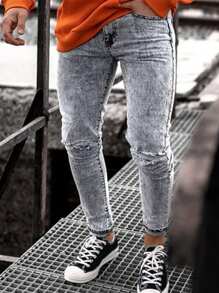 Men Solid Skinny Jeans - Light Grey - View 2