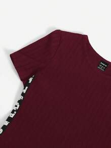 Muchica Contrast Letter Tape Side Dress - Maroon - View 4