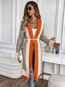 SHEIN Clasi Color Block Casual Design Cardigan - Multicolor - View 4