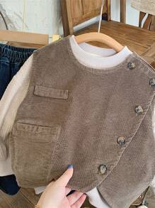 Garota Jovem Botão Frontal Bombazina Colete