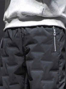 男士斜口袋長褲 - 黑色 - 查看 3