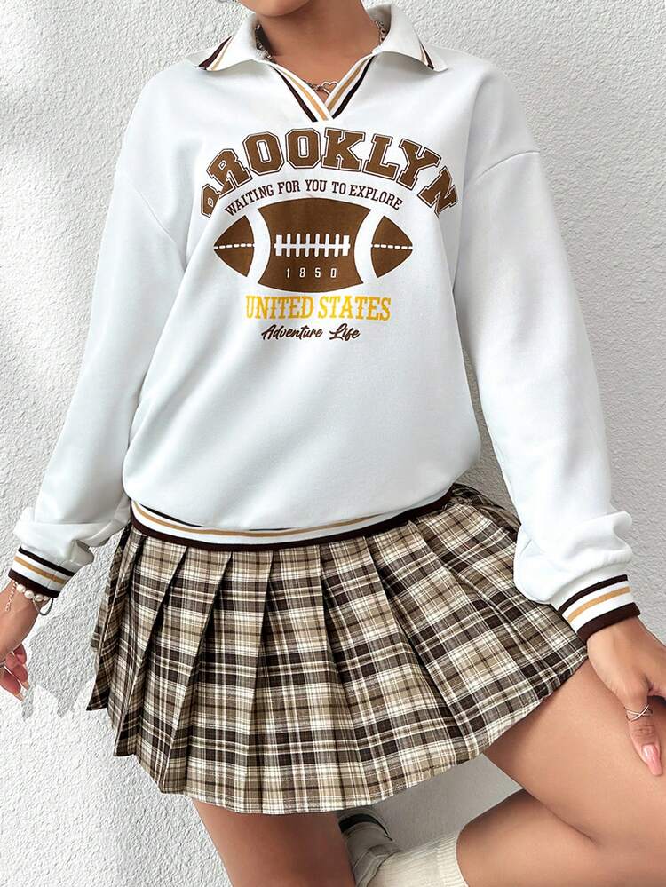 Letter Graphic Drop Shoulder Sweatshirt Pullover Fall Sweatshirt
