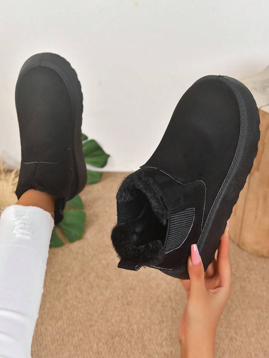 Botas de nieve antideslizantes, gruesas y con pelo para mujer, de moda, invierno 2025