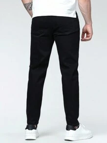 Manfinity Homme Men Plus Slogan Graphic Slant Pocket Jeans - Black - View 2