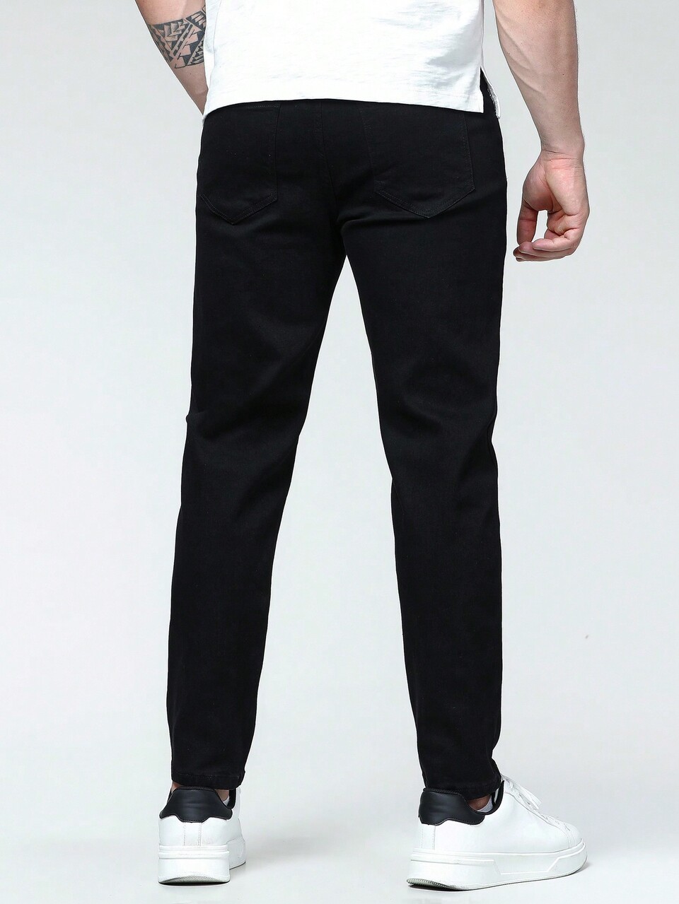 Men Plus Slogan Graphic Slant Pocket Jeans