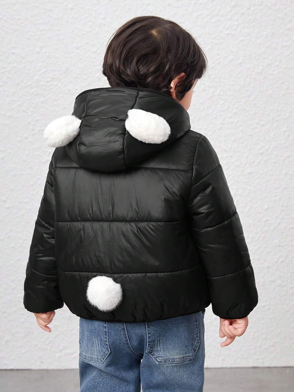 Young Boy 3D Ear Design Hooded Zip Up Padded Coat